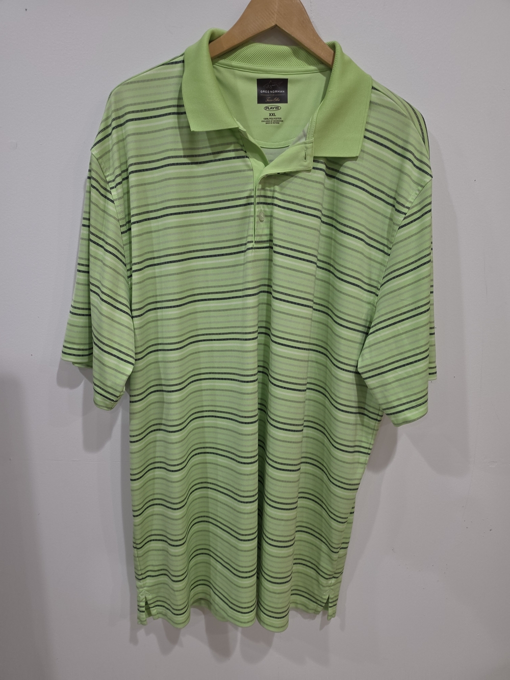 Greg Norman Men's Lime Green Striped Polo Shirt Size 2XL - Picture 1 of 5